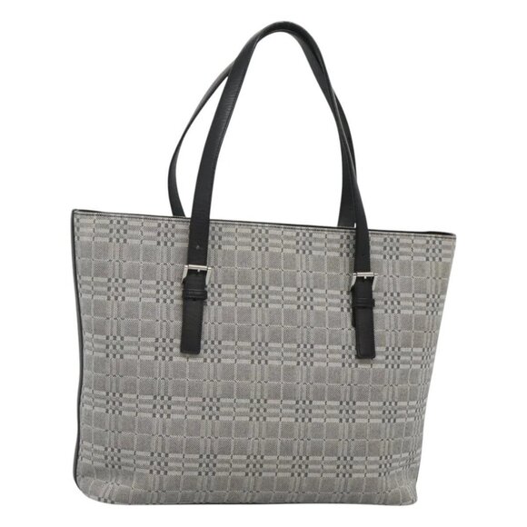 BURBERRY Nova Check Shoulder Bag Canvas Gray Silver Auth BA2538 - Picture 1 of 16
